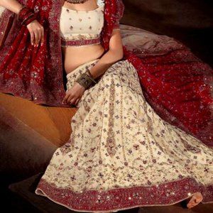 Cream Bridal Lehenga in Size 14 (Custom-Made)
